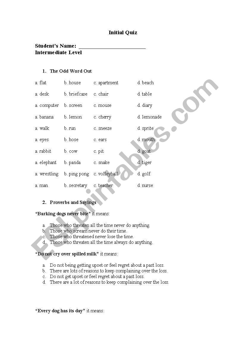 proverbs and sayings worksheet