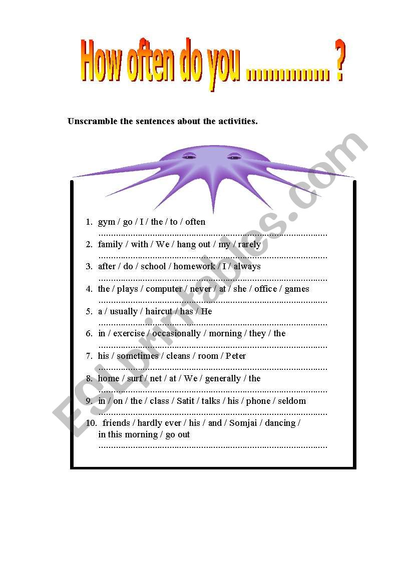 How often do you............? worksheet