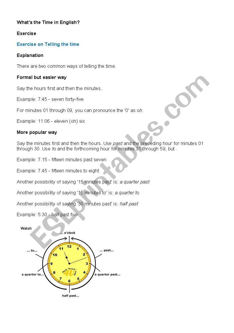 What time is it? worksheet