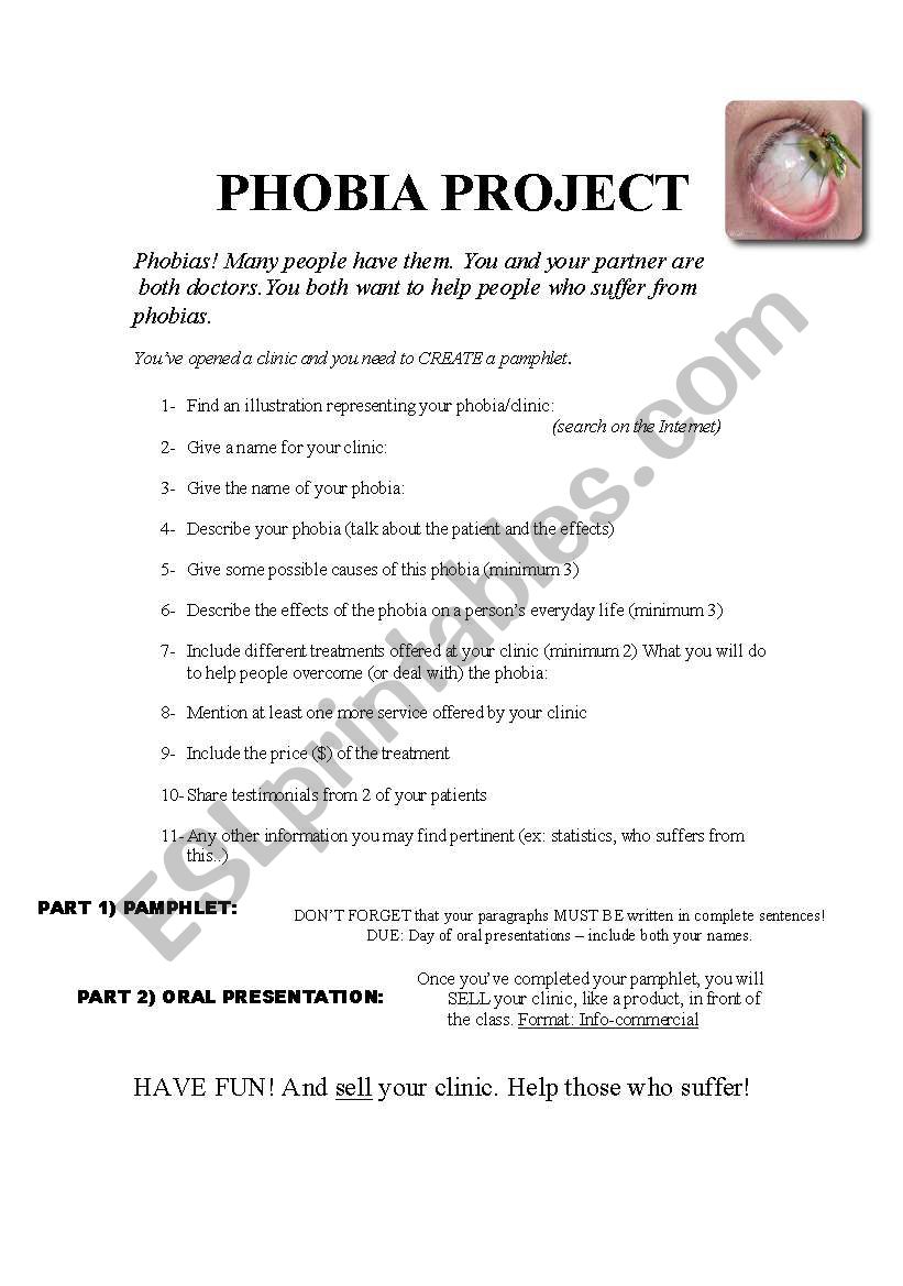 PHOBIA PROJECT (written and oral project) 