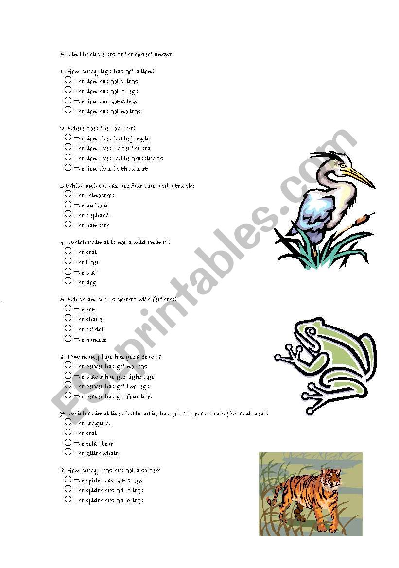 Wild Animals worksheet