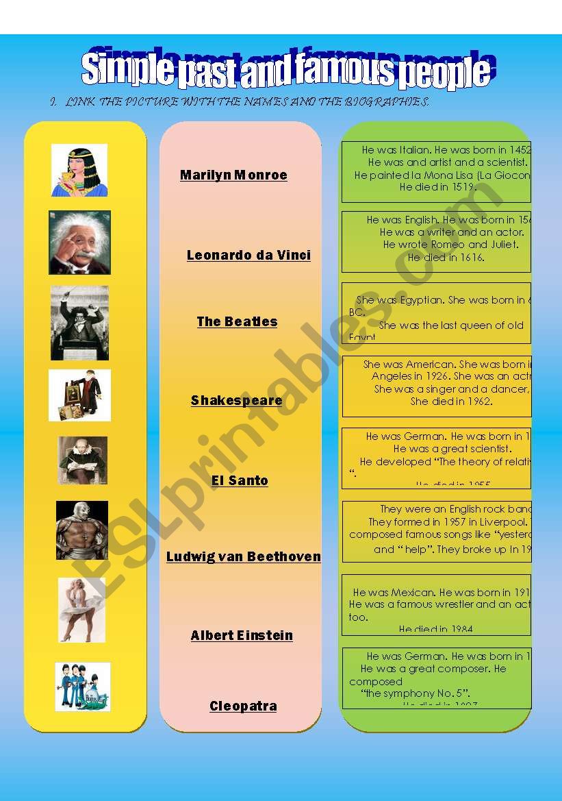 simple past and famous people biographies part 1.