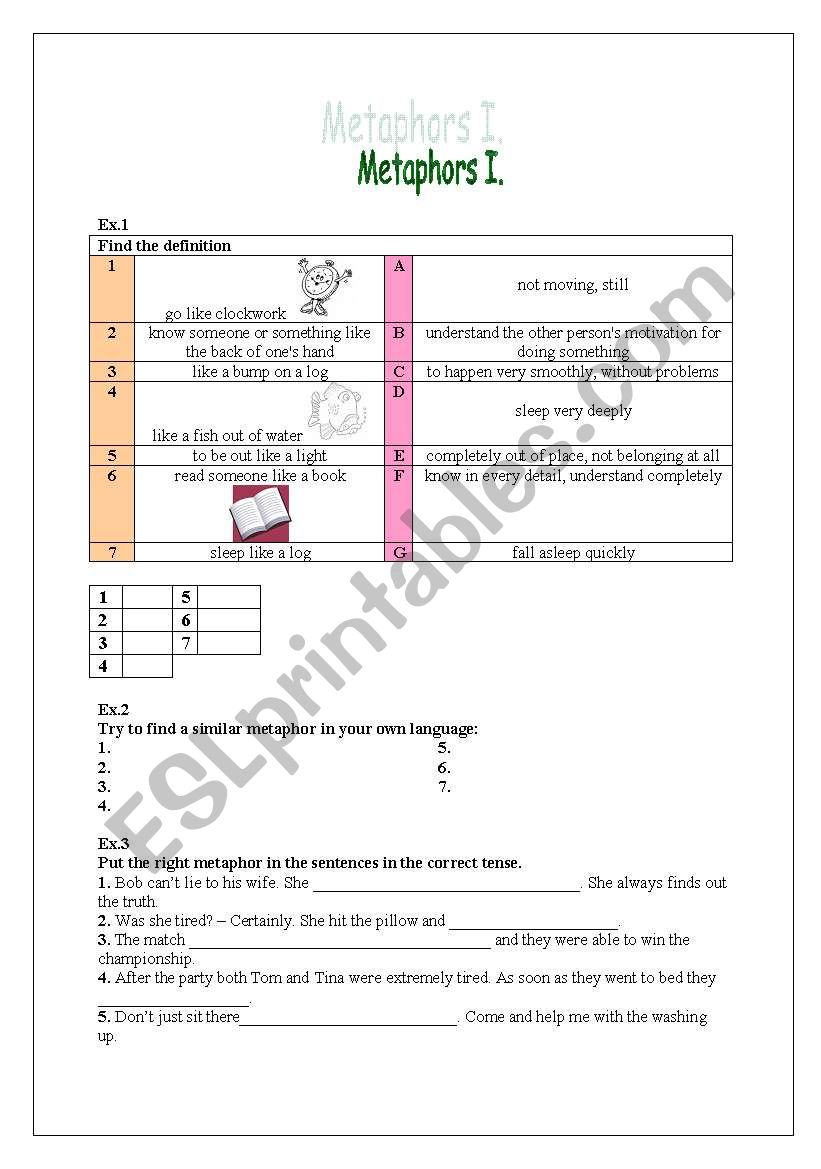 Idioms worksheet