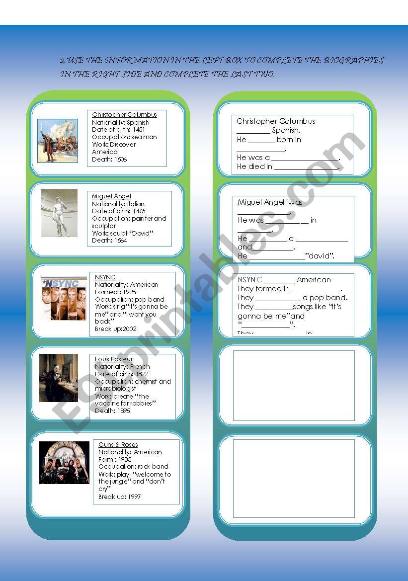 simple past and famous people biographies part 2