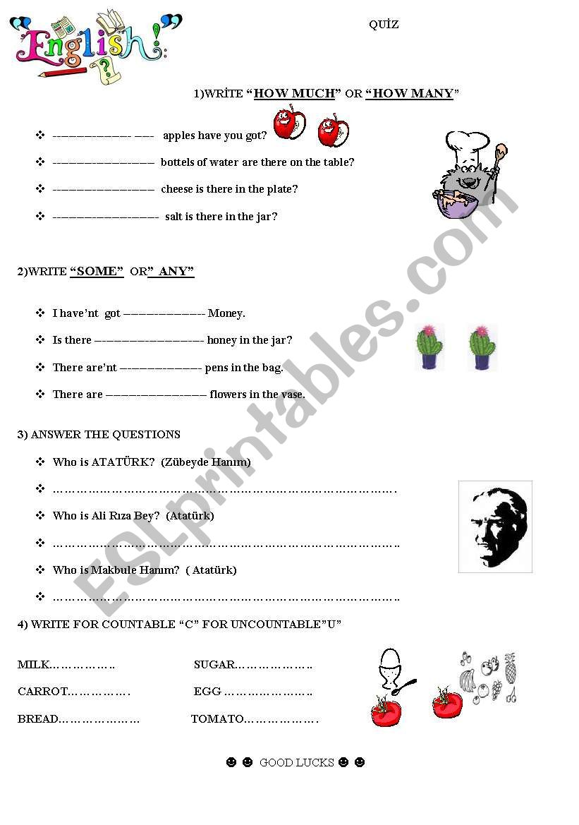 QUIZ worksheet