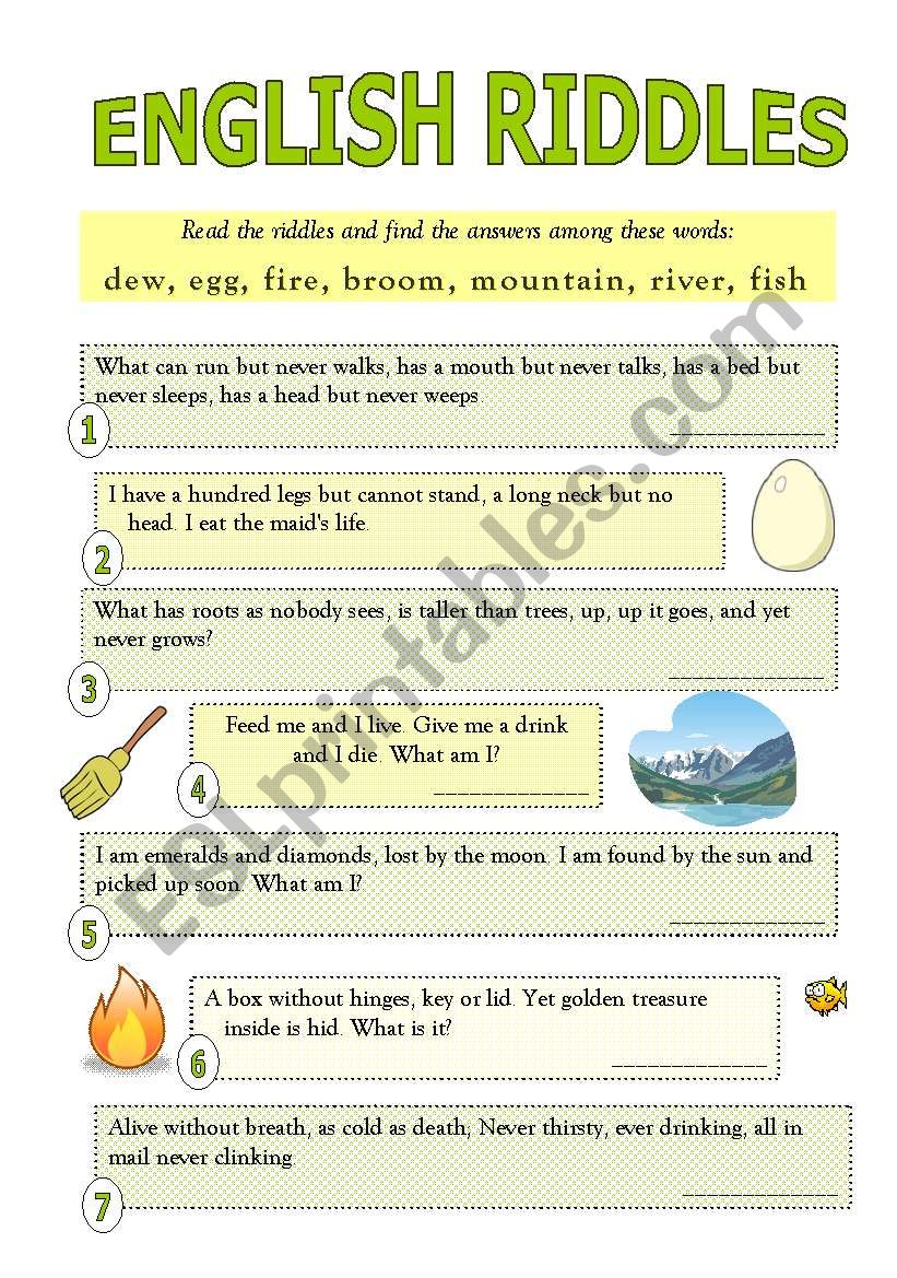 Free Printable Riddles With Answers Worksheets ESL Vault, 55% OFF