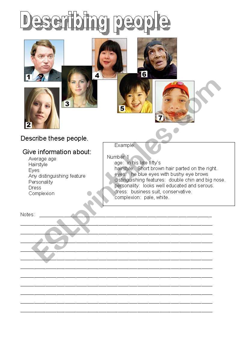 describing people worksheet