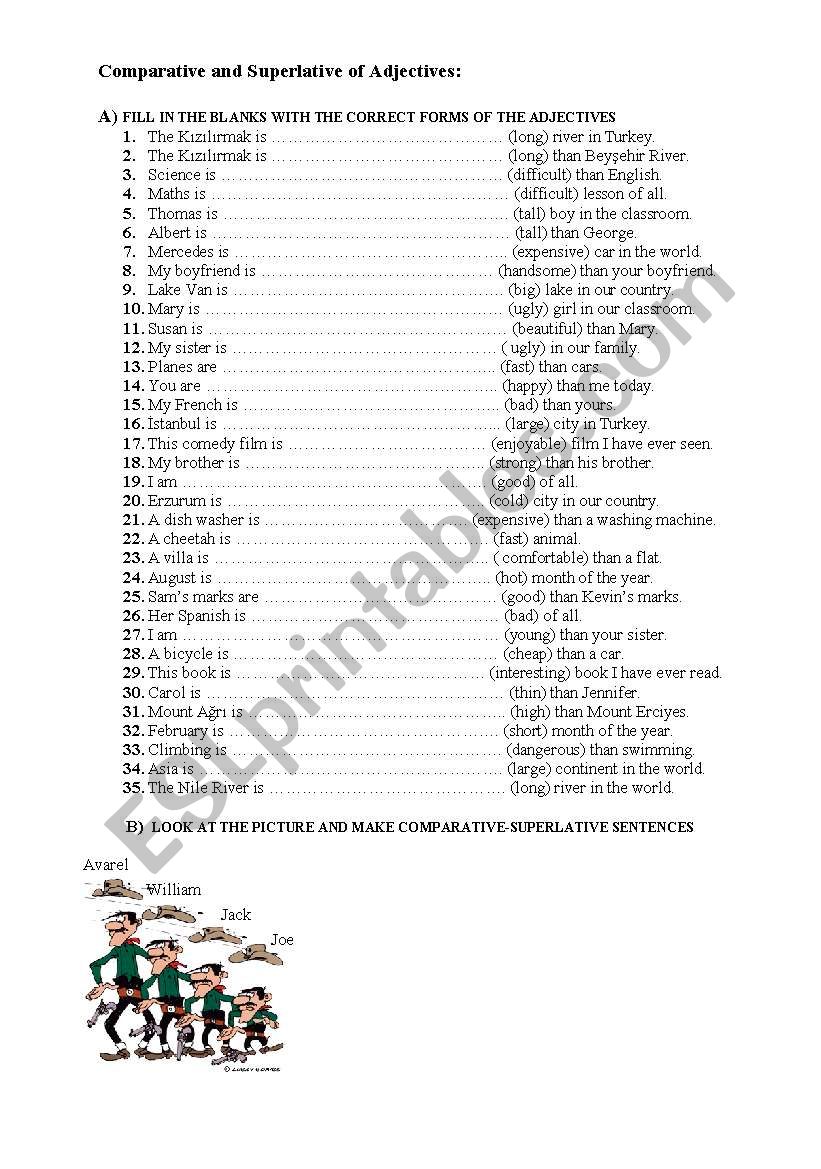 comparatives/superlatives worksheet