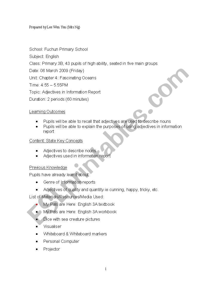 Lesson Plan worksheet