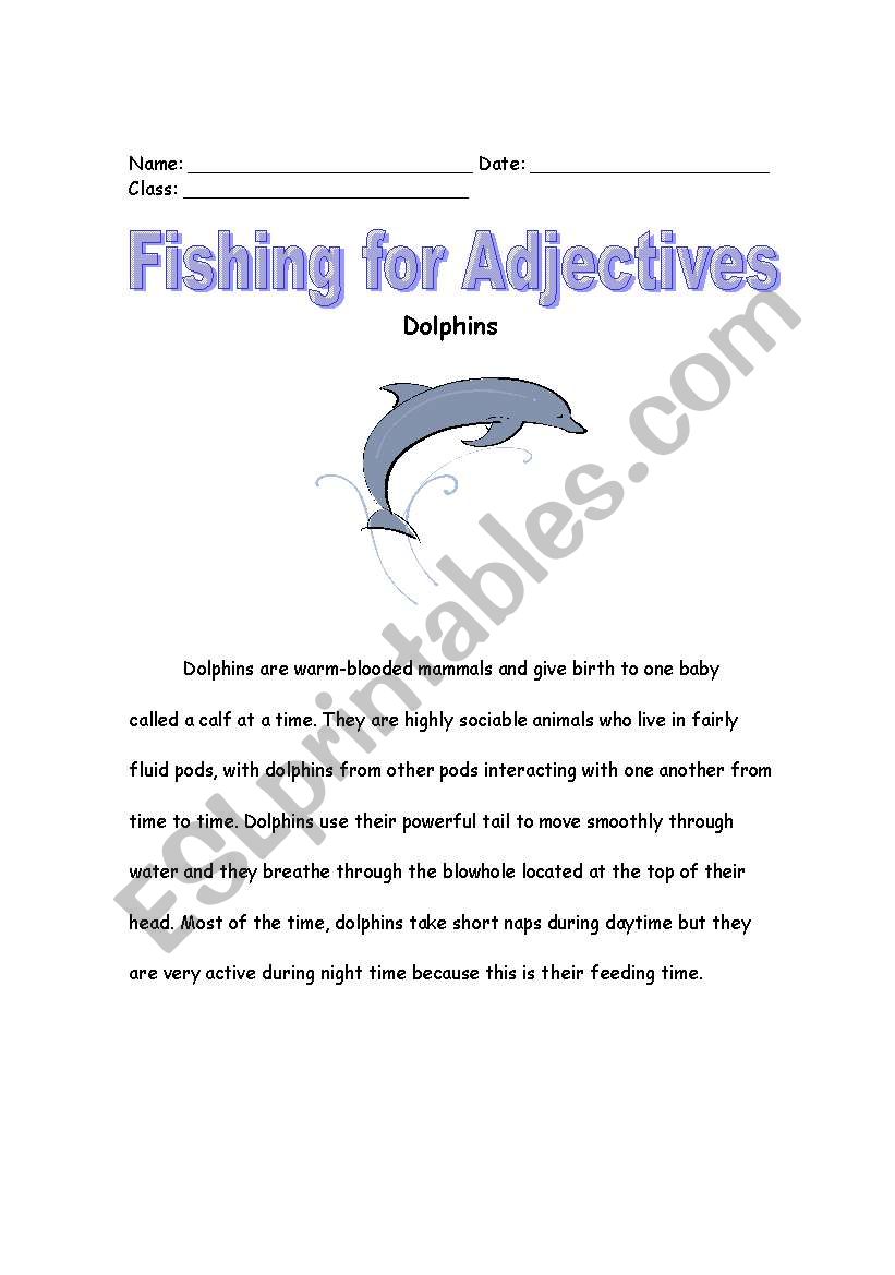 Identifying Adjectives worksheet