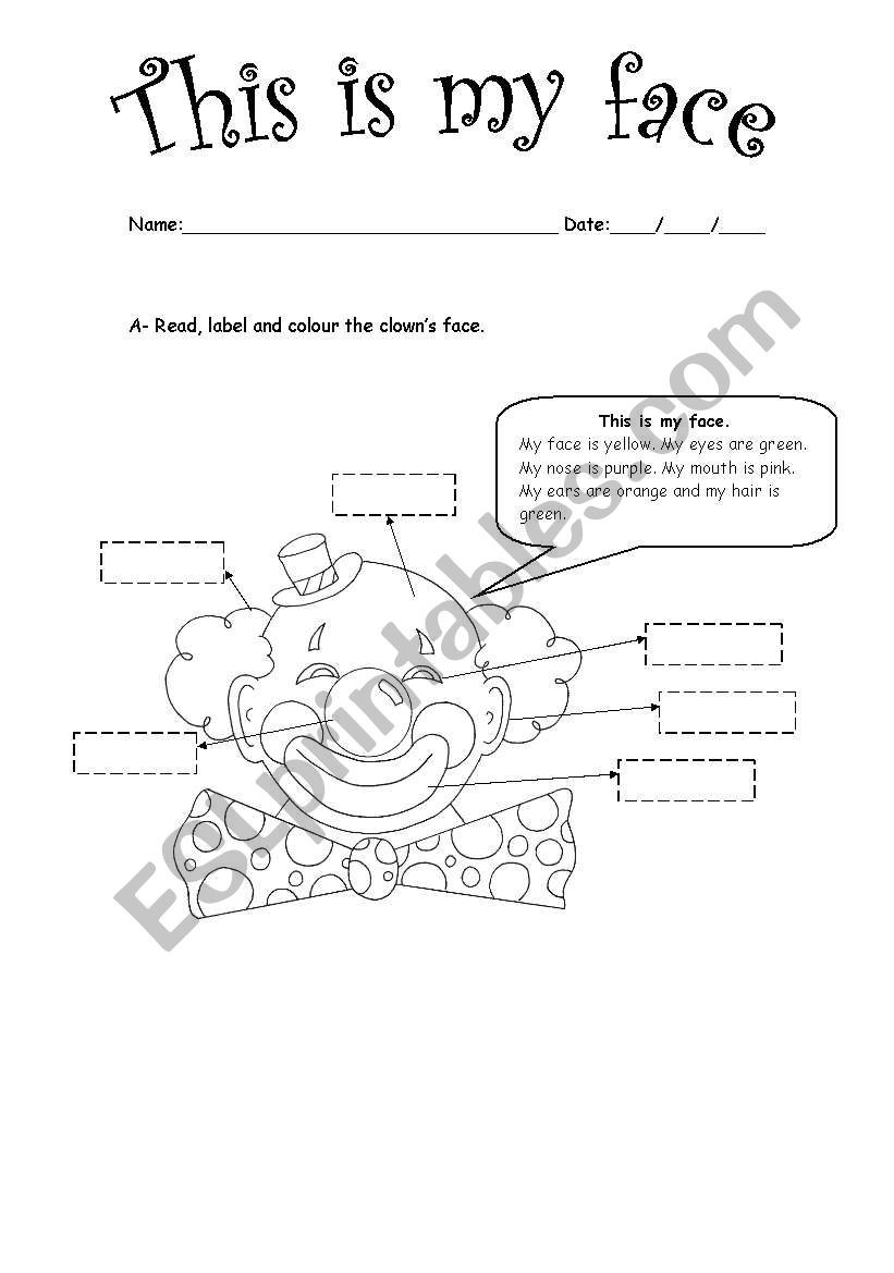 This is my face worksheet