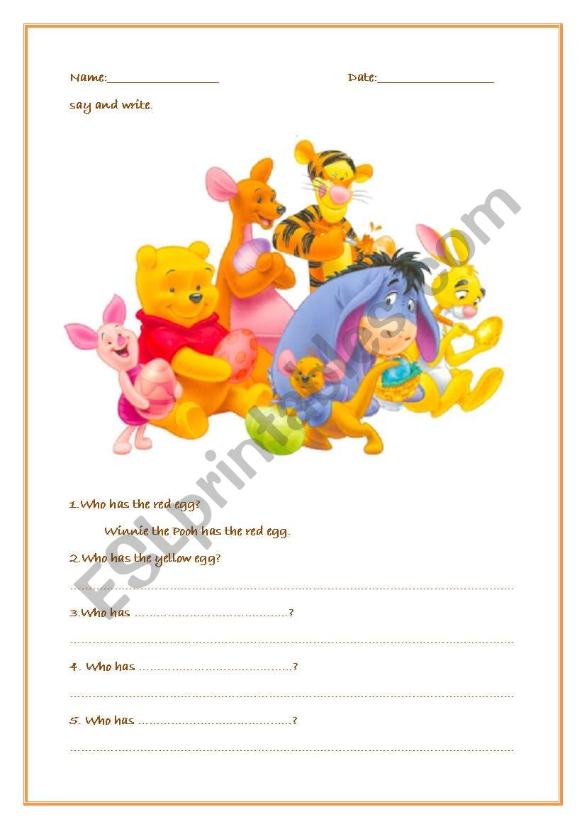 Easter egg worksheet