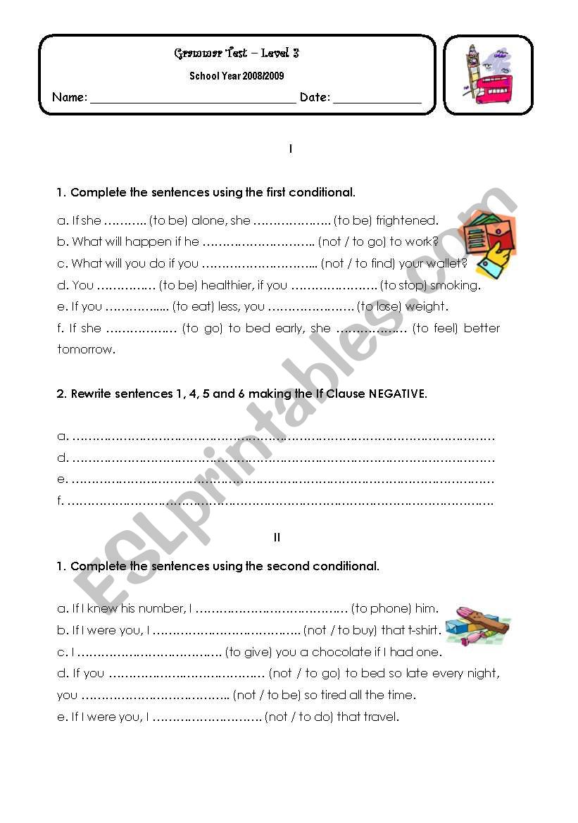 Conditionals and Simple Past revision exercises 