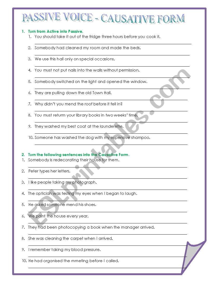 PASSIVE VOICE - CAUSATIVE FORM