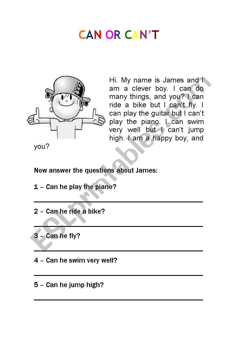 Can or Cant worksheet