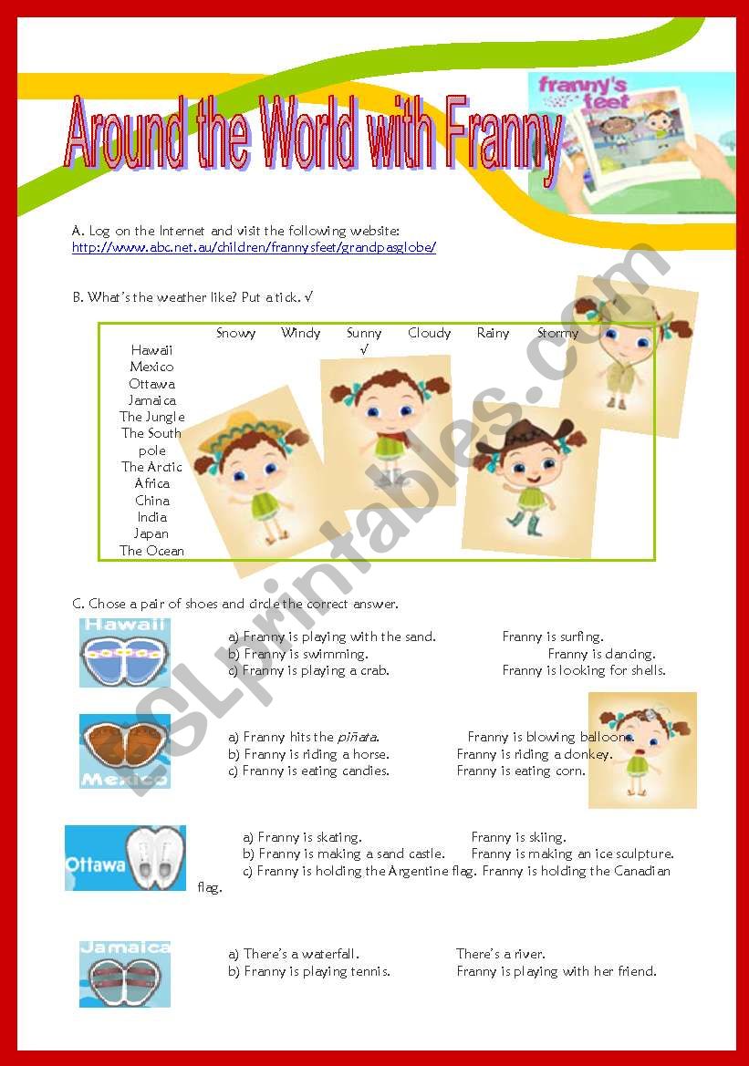 AROUND THE WORLD WITH FRANNY worksheet