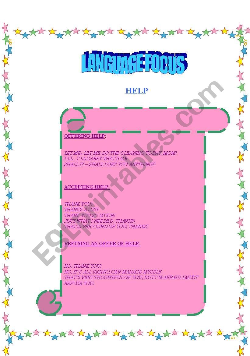 LANGUAGE FOCUS worksheet