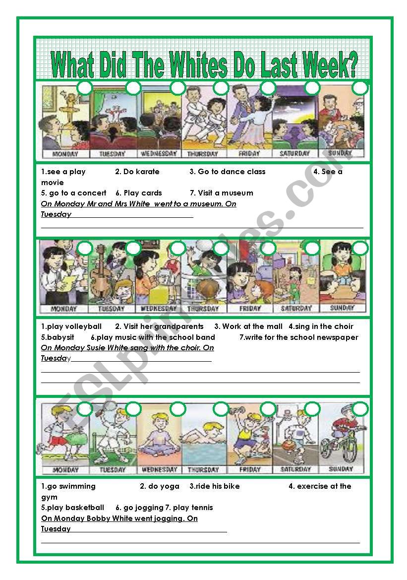 Simple Past Tense: Writing and Gapfill (3 pages with answer key)