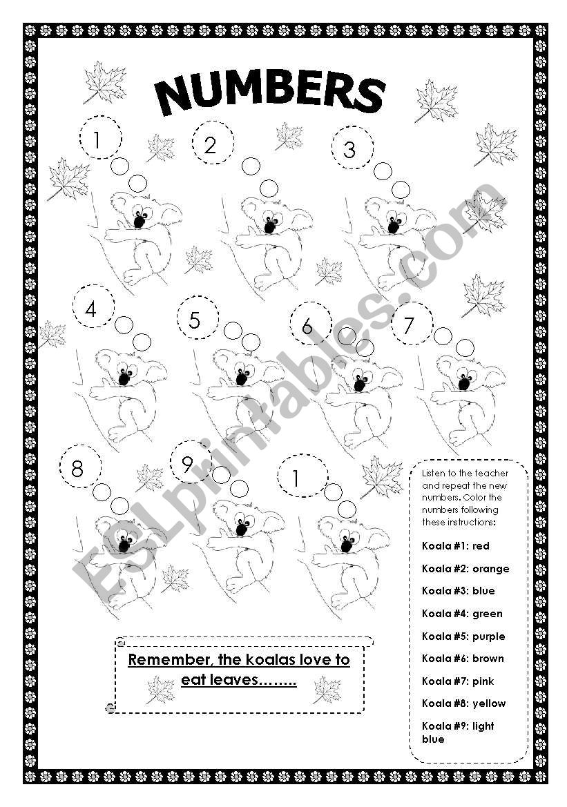 numbers from 1 to 10 worksheet