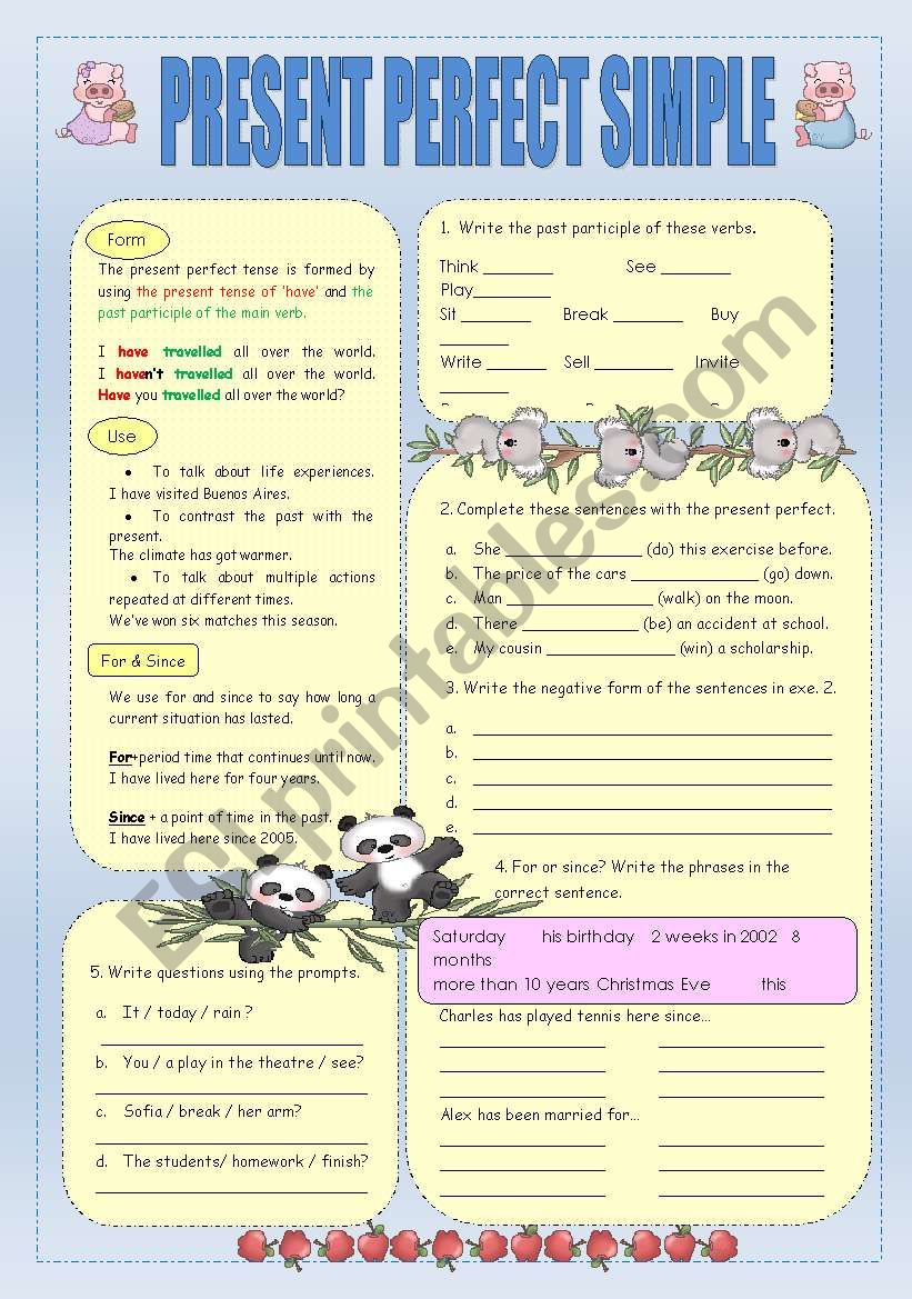Present perfect Simple worksheet