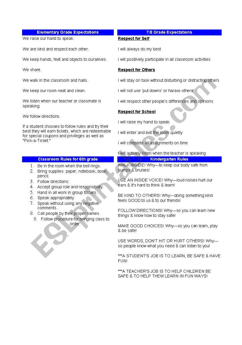some rules  worksheet