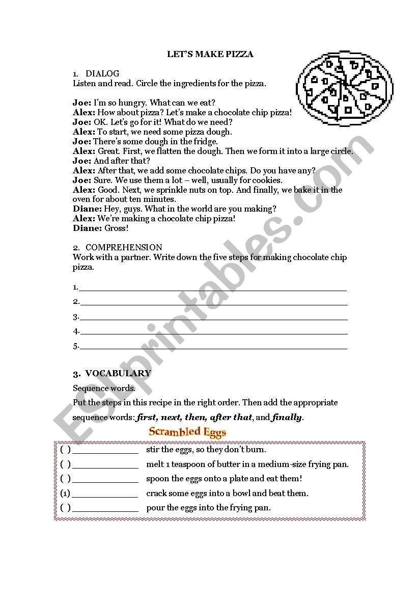 Lets make pizza! worksheet