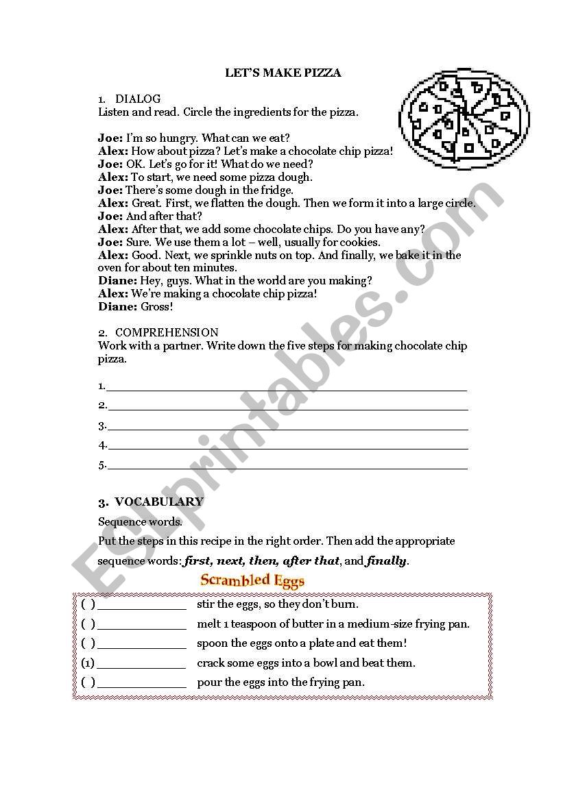 LetÂ´s make pizza! worksheet