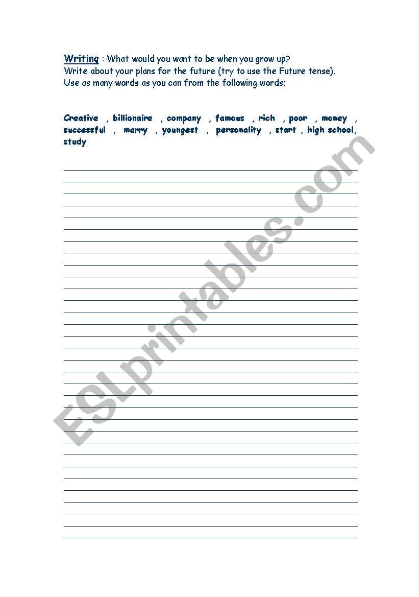 writing task worksheet