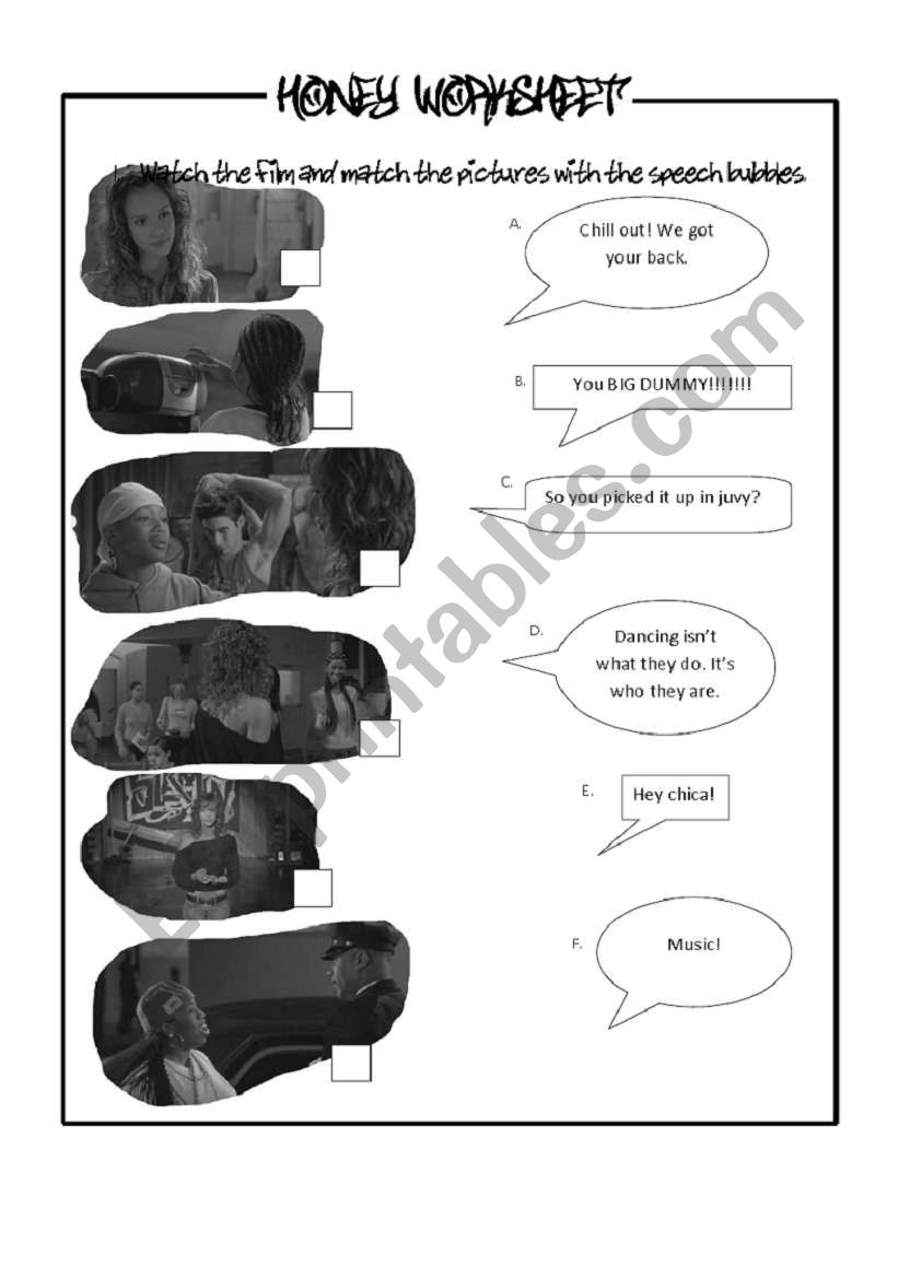 Honey film worksheet part one worksheet