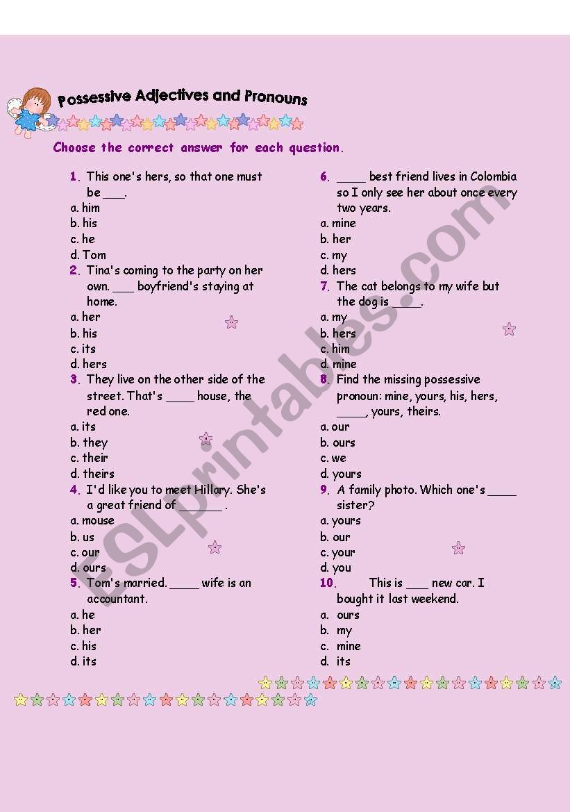 Possessive Pronouns and possessive adjectives