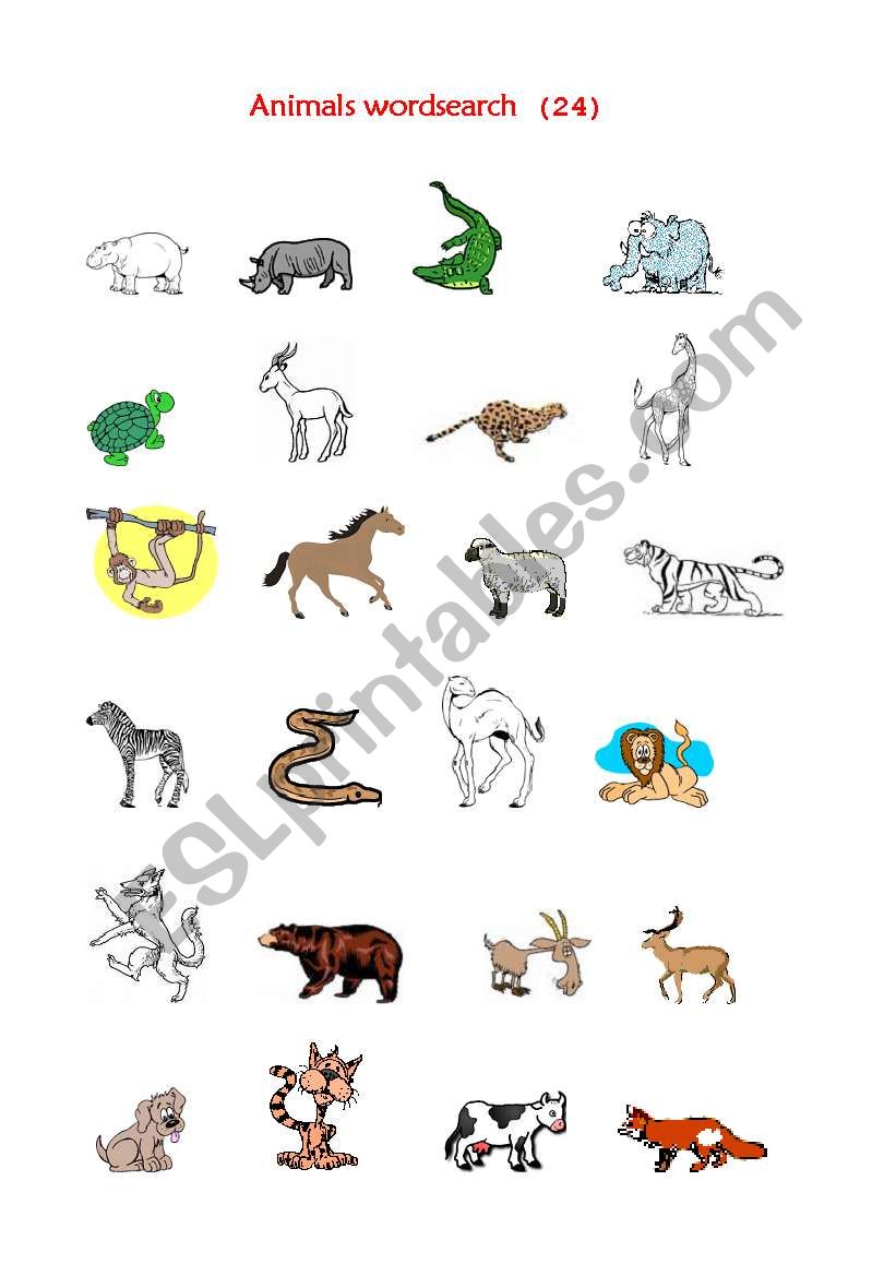 Animals wordsheet worksheet