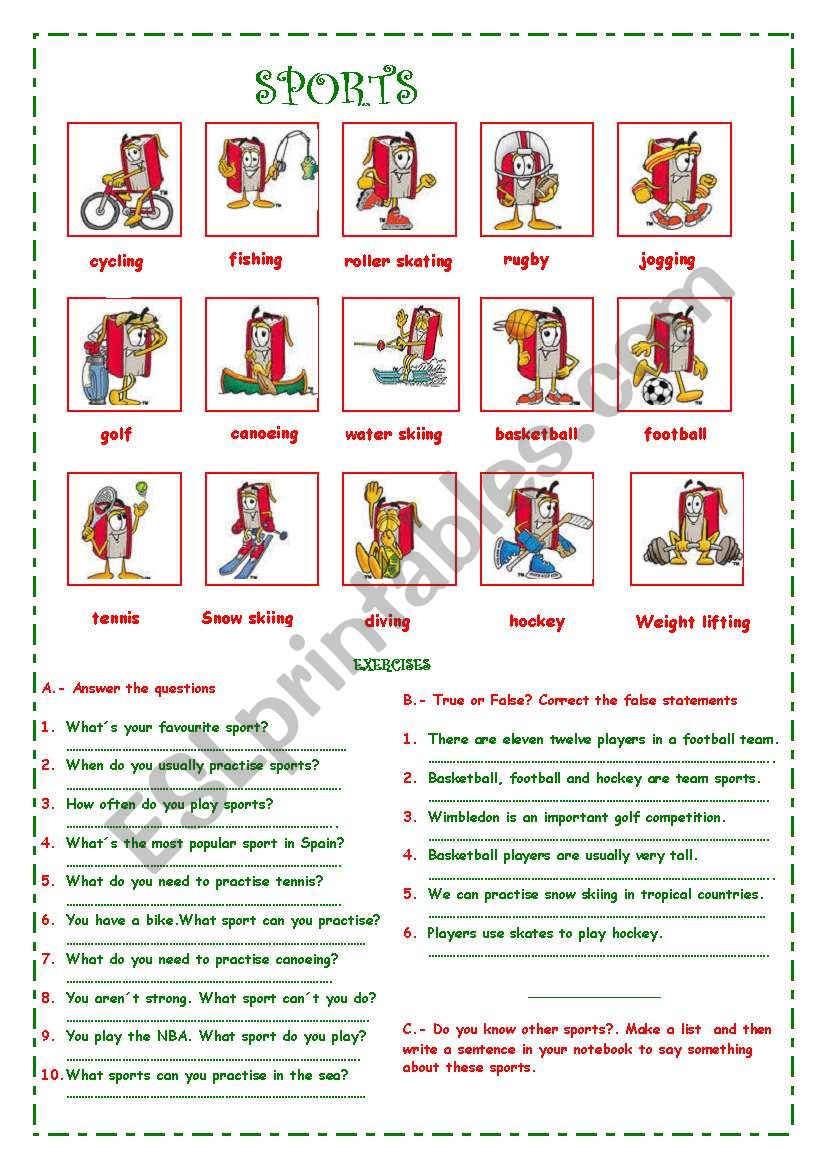 Sports worksheet