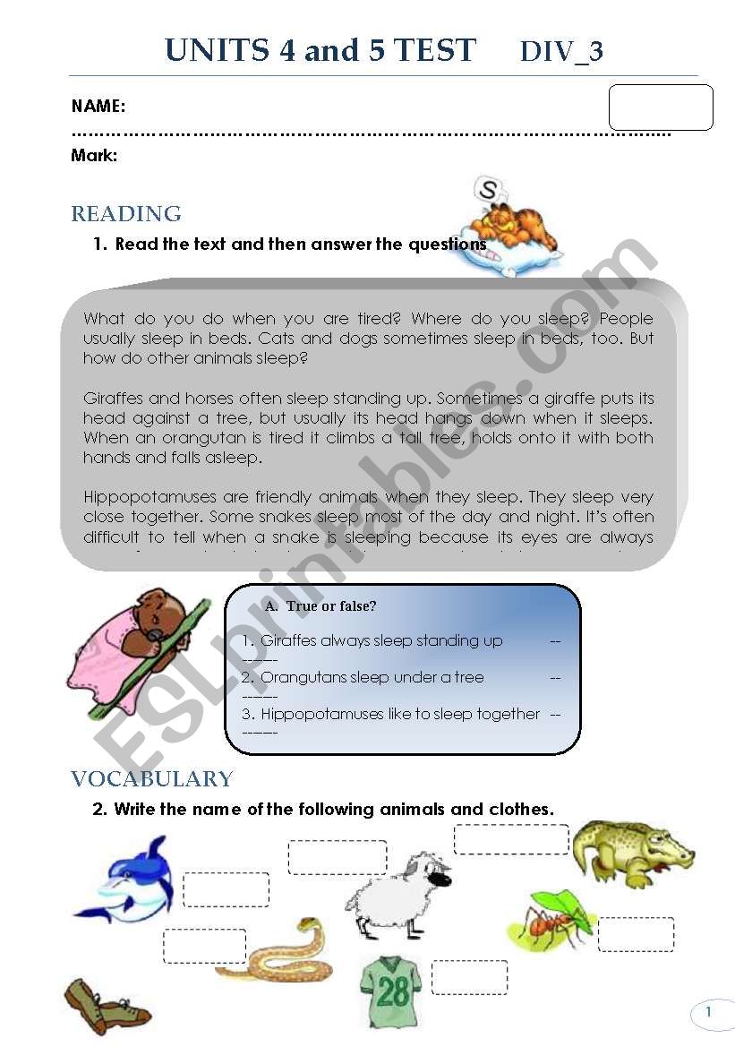 LOW-LEVEL TEST worksheet