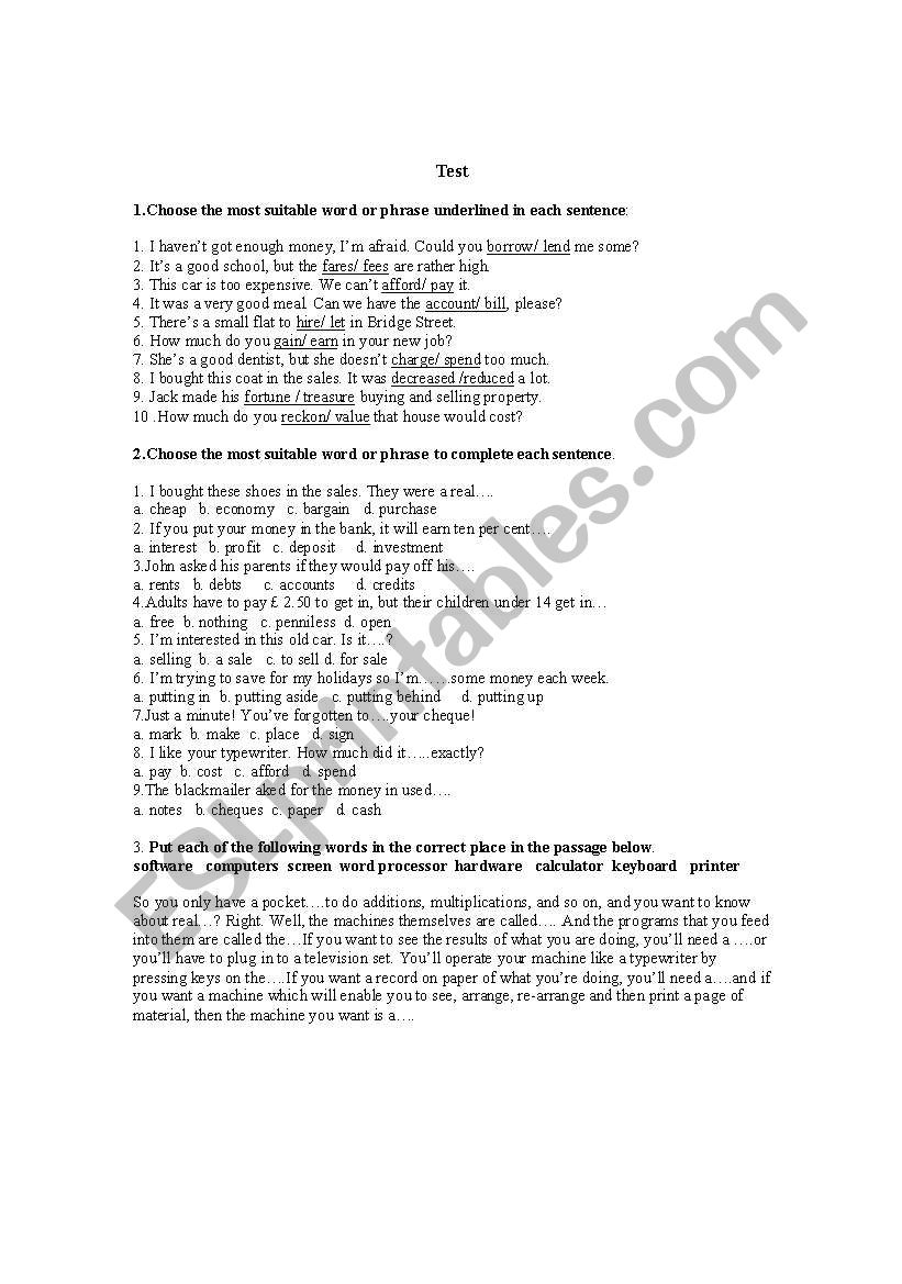 Test worksheet