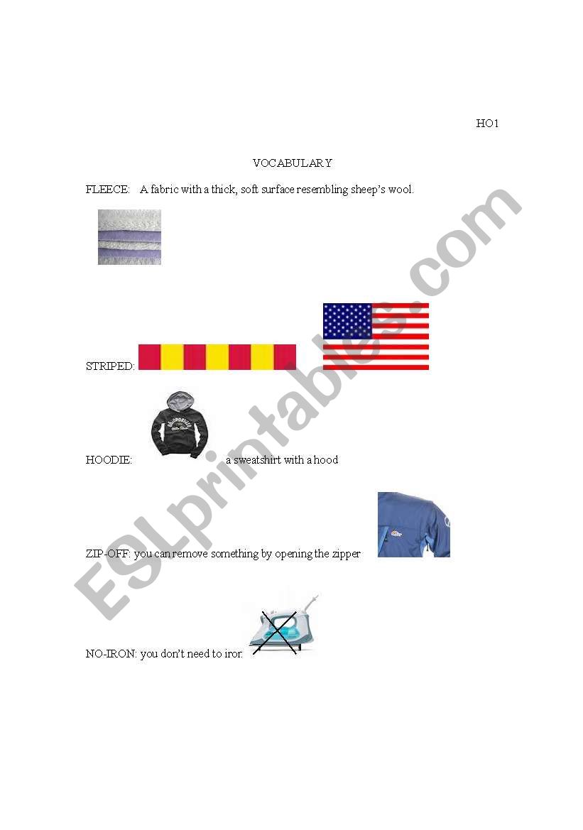 Clothes worksheet