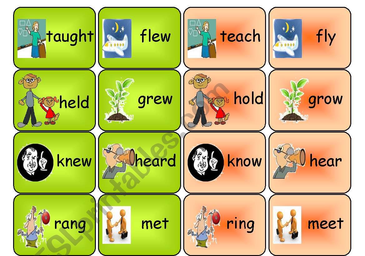 irregular verbs- memory game worksheet