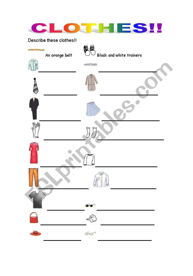 CLOTHES!! worksheet