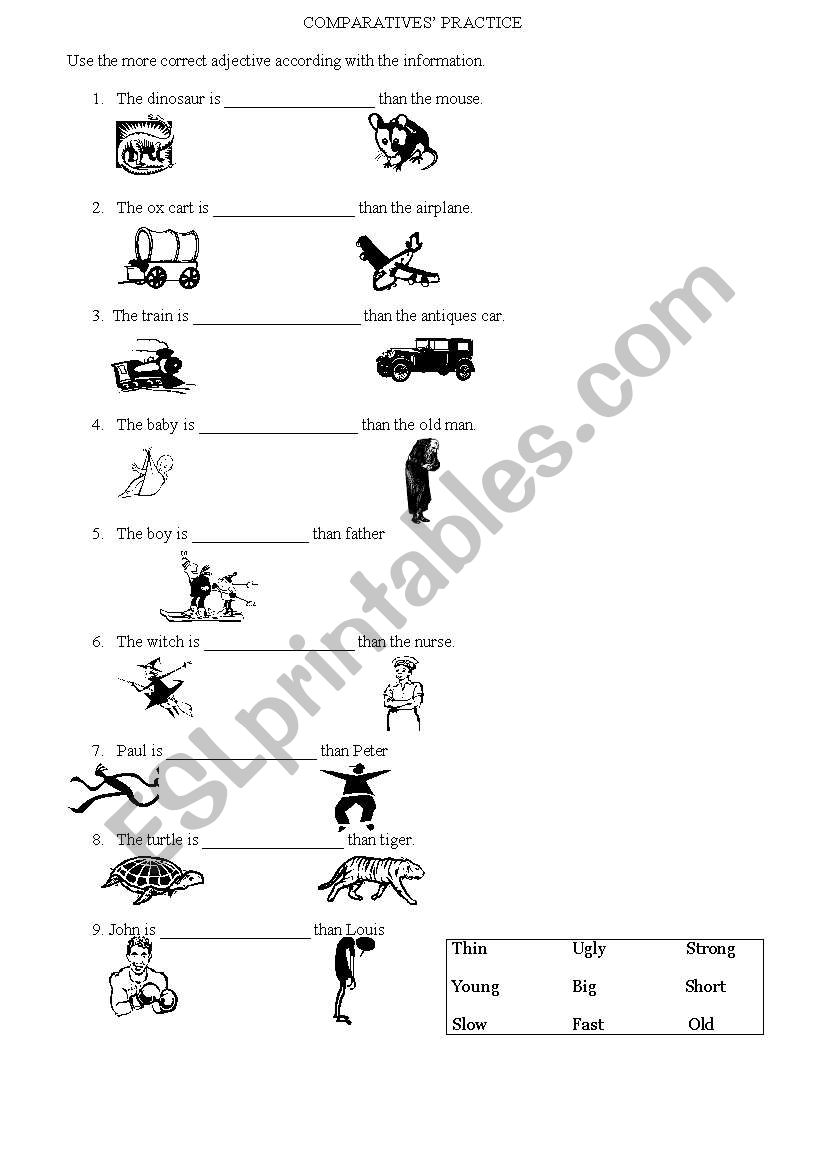 Comparatives worksheet