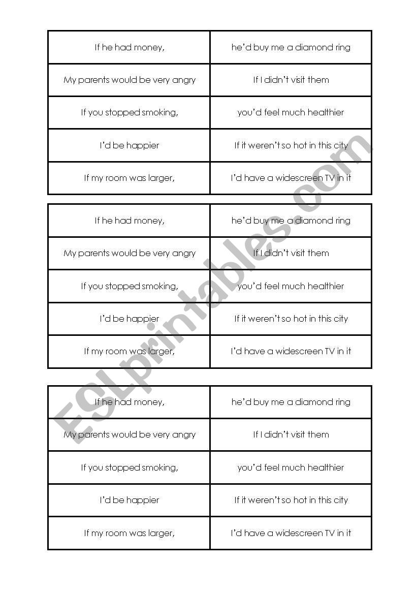 Second Conditional Slips worksheet