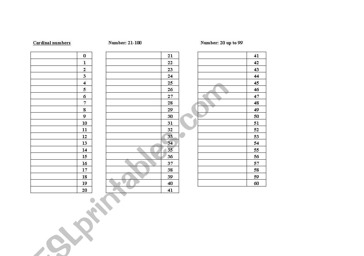 Page 5 / numbers worksheet