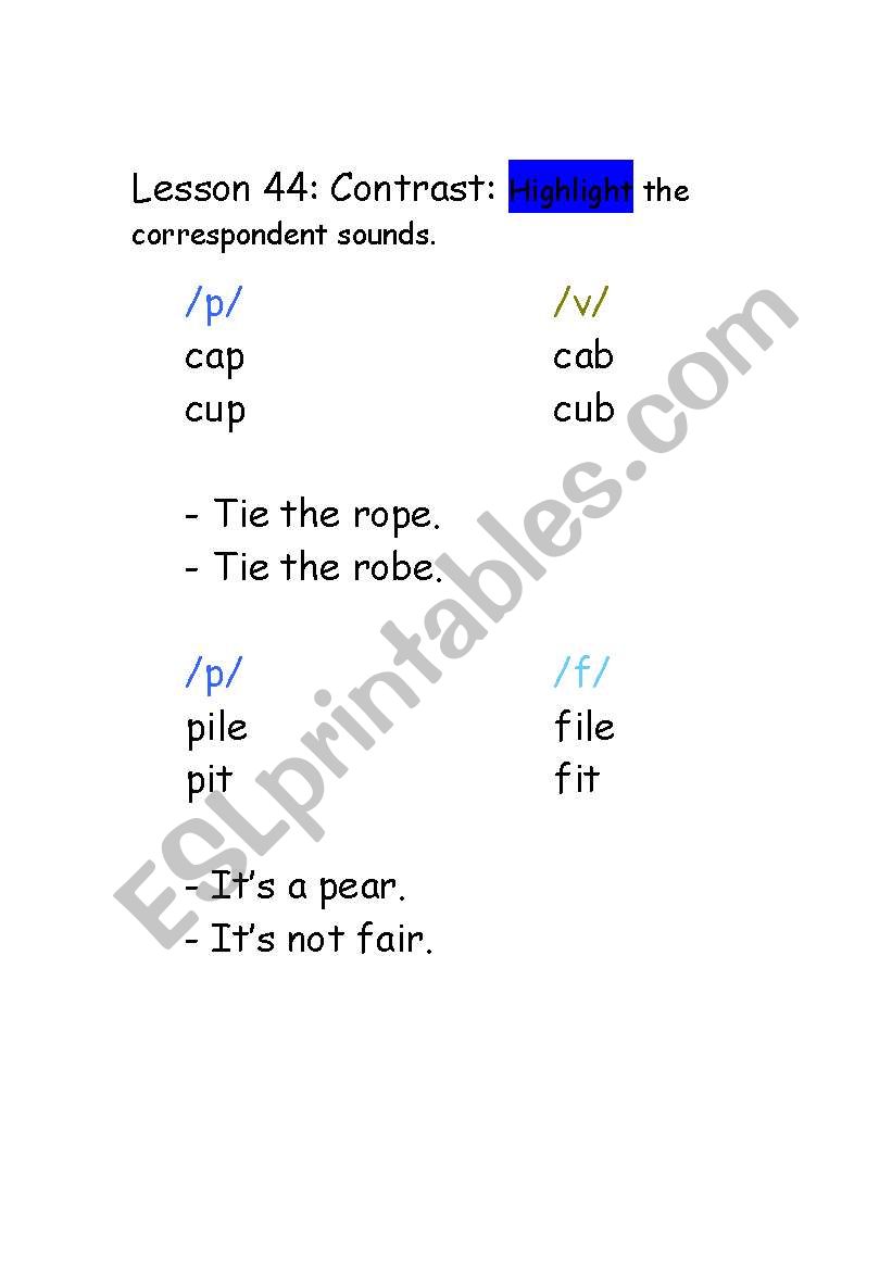 Phonetics-consonant contrast sounds + sounds /k/ /g/ 4 pages