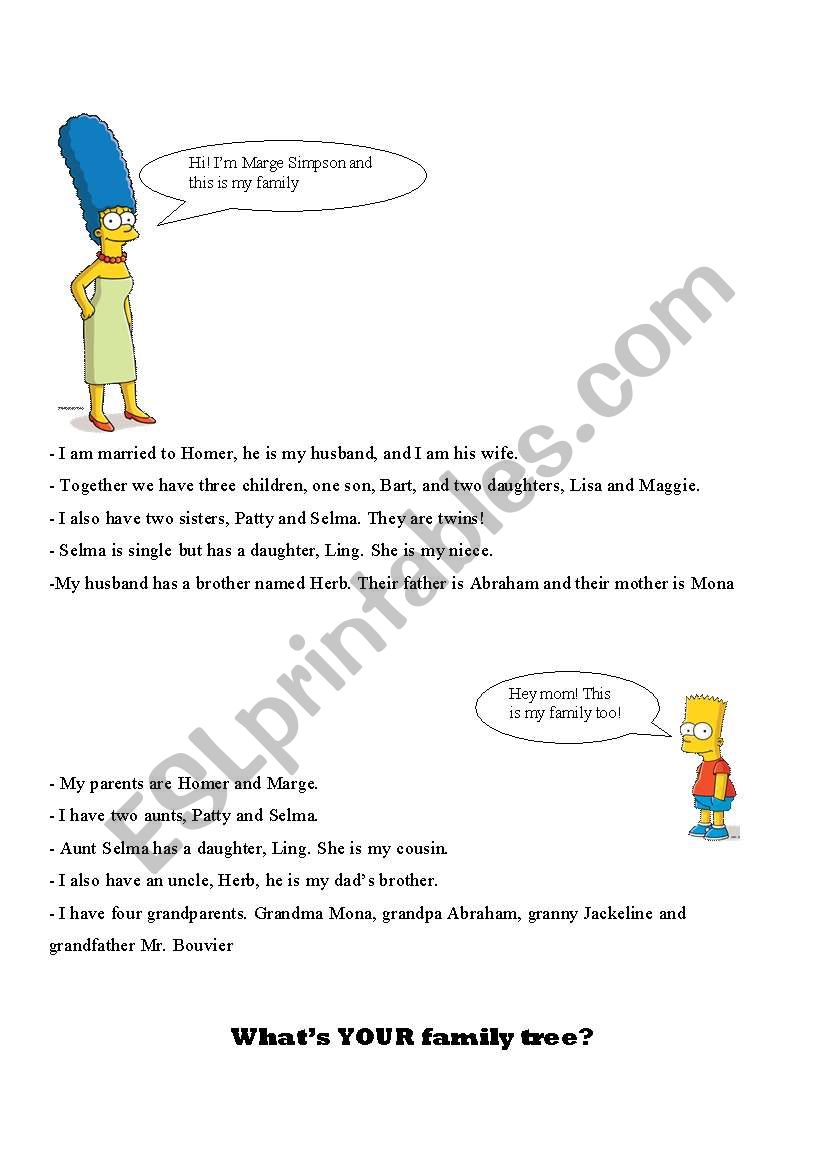 The simpsons family worksheet