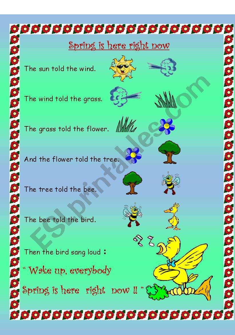 Spring poem worksheet