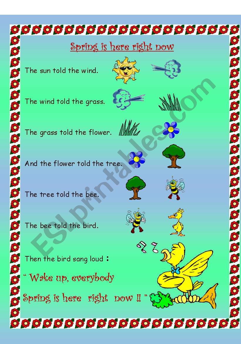 Spring poem worksheet