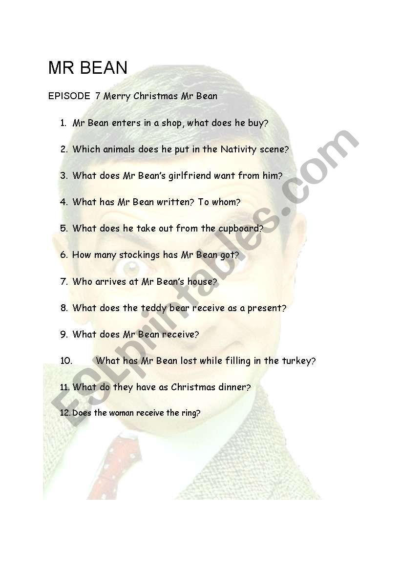 episode number 7 Mr Bean worksheet