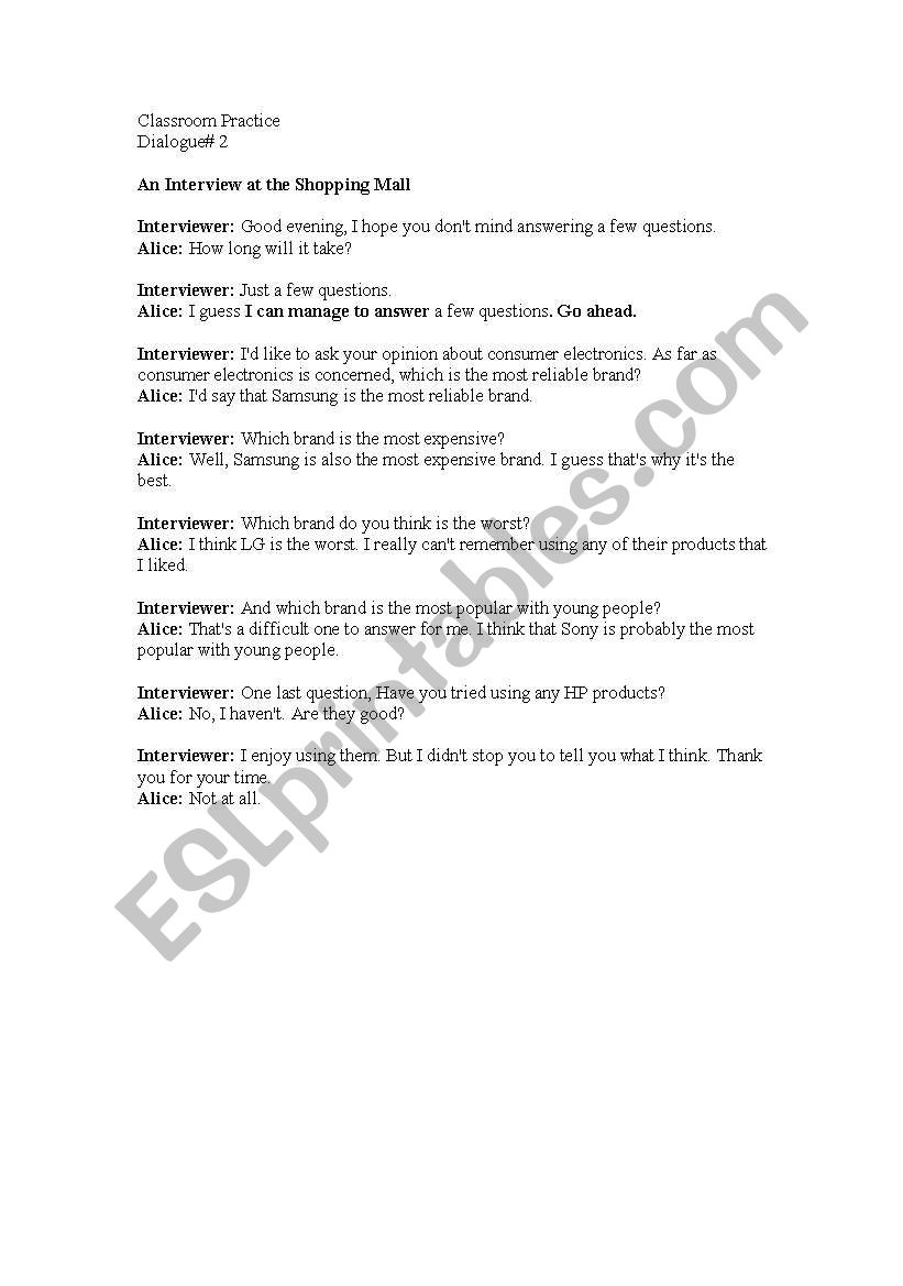 conversation worksheet