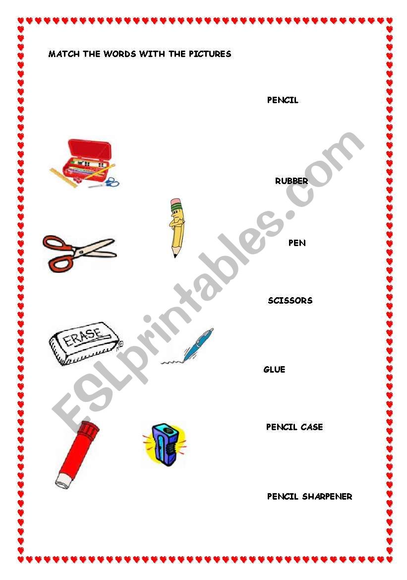 SCHOOL OBJECTS worksheet