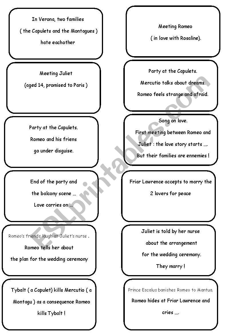 ROMEO AND JULIET worksheet