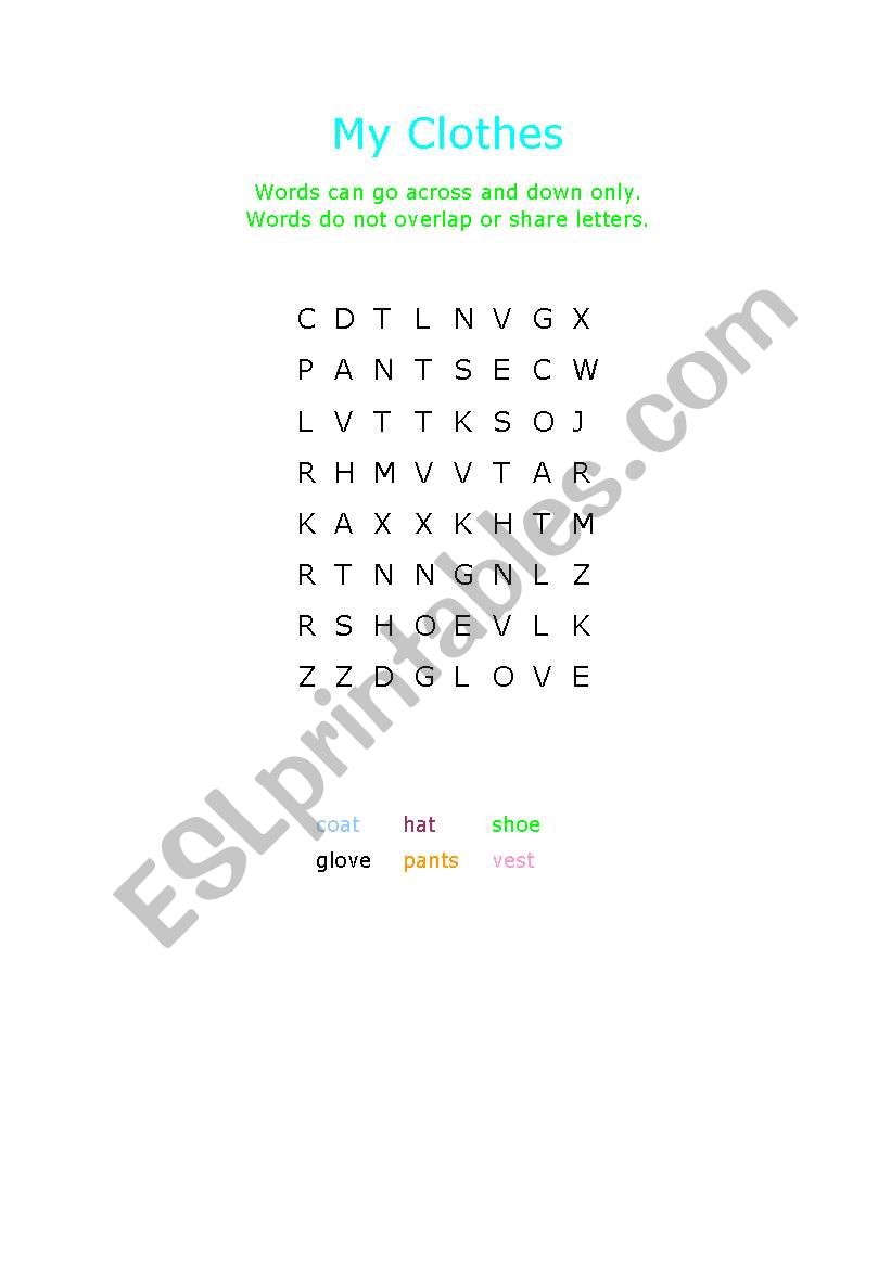 MY CLOTHES worksheet