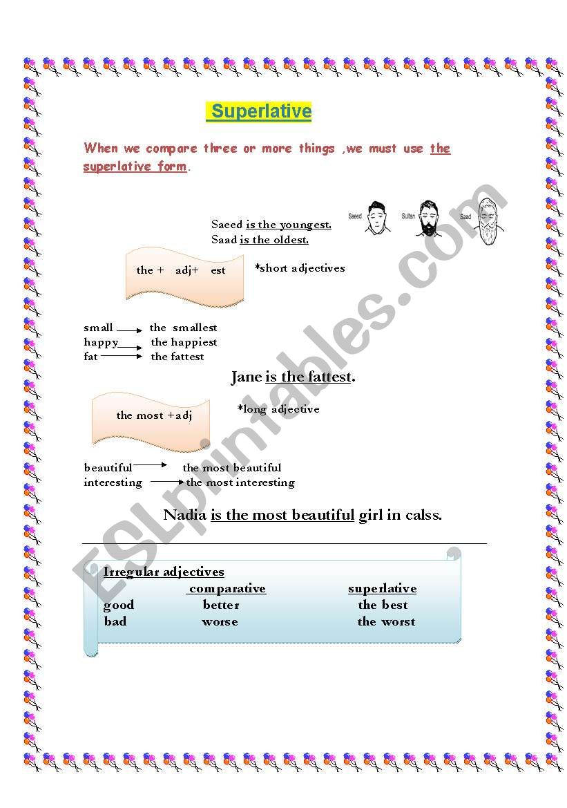 Superlative worksheet